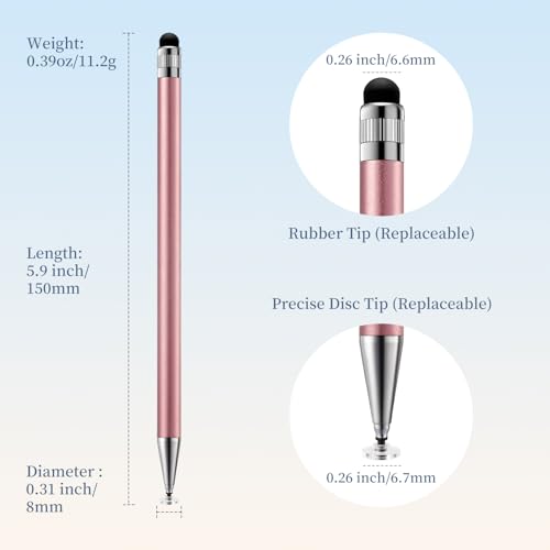 ChaoQ Stylus Pen for Touchscreen 6pcs 2-in-1 Stylus Pen for iPad iPhone | High Sensitivity and Precision Suitable for iPad iPhone Android Tablets and All Touch Screens - (Rose Gold) - color: 6 Rose Gold