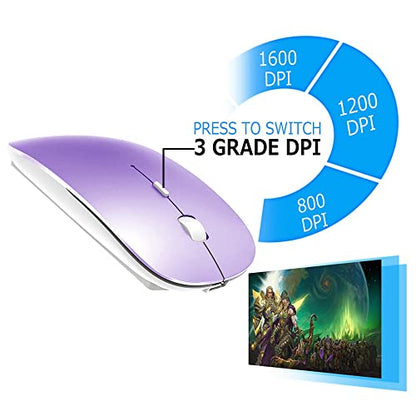 KLO Bluetooth Mouse for MacBook/Laptop/Notebook/pc/iPad/Chromebook, Wireless Mouse for MacBook Pro/AIR (Purple) - color: Purple