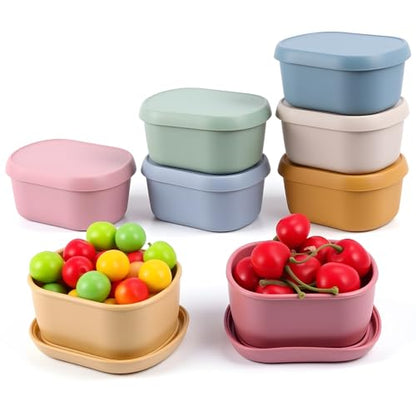 8 PCS 10 oz Silicone Snack Containers, Reusable Small Snack Container with Lids, Leak Proof Fruit Container for Lunch Food Storage Containers, Stackable for Meal Prep, Fruit, Freezer, Colorful
