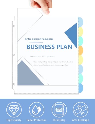 32 Pcs Clear Sheet Protectors with Tabs for 3 Ring Binder, Binder Dividers with 8 Tabs, Clear Plastic Notebook Page Dividers with Pockets, 4 Sets