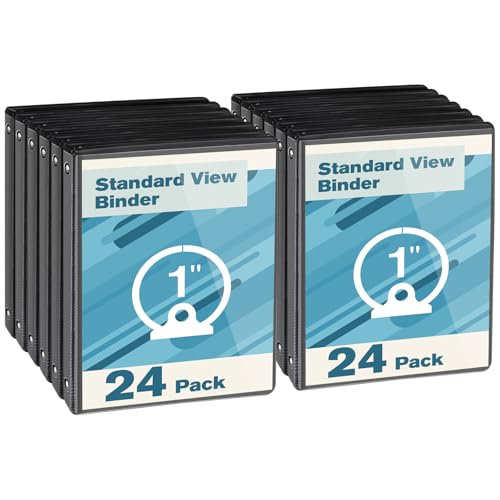CIXILDTS 1-inch Round Ring Binder, Durable 1" 3 Ring Binder Fit Letter Size Paper, Black, 24-Pack - color: Black, size: 1", style: 24-Pack