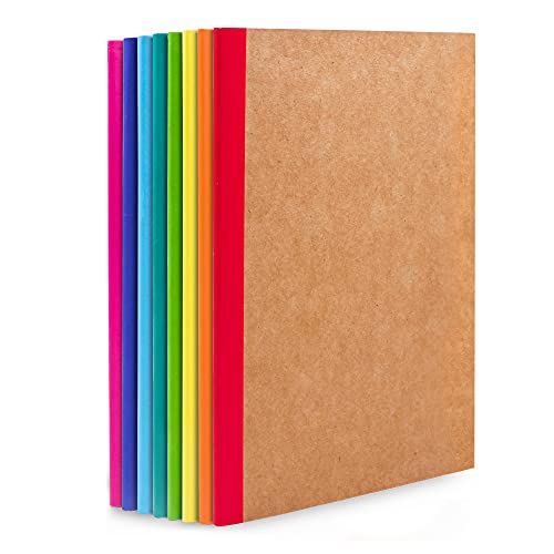 feela 8 Pack Composition Notebooks Bulk, Kraft Cover Lined Blank College Ruled Composition Travel Journals with Rainbow Spines For Women Students Business, 60 Pages, 8.3”x 5.5”, A5, 8 Colors - color: 8 Colors X1