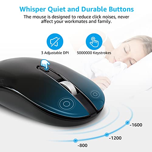 LeadsaiL Wireless Keyboard and Mouse Combo, Wireless USB Mouse and Computer Keyboard Set, Compact and Silent for Windows Laptop, Desktop, PC- Black - color: Black-Retro Key Cap