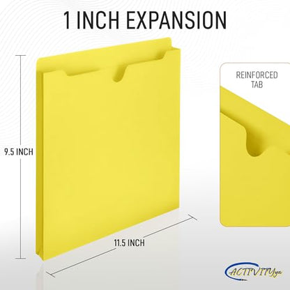 Yellow File Jackets, 1 Inch Expansion, Letter Size, Reinforced Straight-Cut Tab, 6 Pack - color: Yellow, style: 1 Inch Expansion
