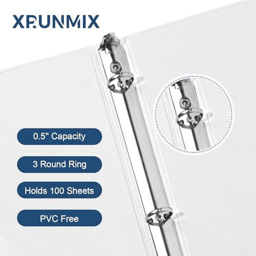 1/2 Inch 3-Ring-Binder with Pockets, 0.5''-inch Round Binders Holds 100 Sheets US Letter Size 8.5'' x 11'' - Bundle 12 Packs White Binders for Home, Office, and Back to School (0.5'' - 12 Packs) - size: 0.5'' - 12 Packs