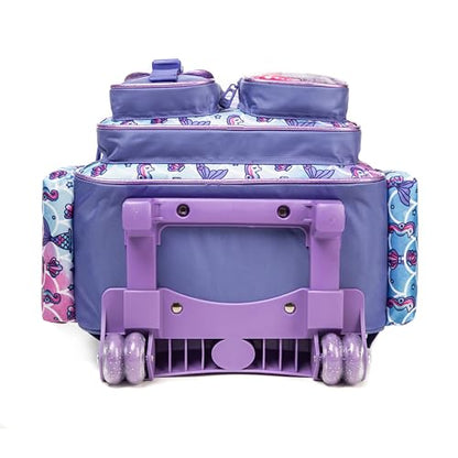 Meetbelify Mermaid Rolling Backpack with Wheels for Girls Rolling Backpacks with Lunch Box for Elementary School Students 3 in 1 Kids Travel Luggage Suitcase for Girls Age 8-10 - color: Girl 05