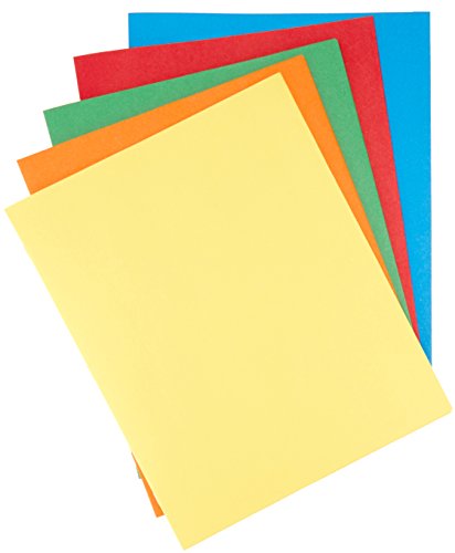 Amazon Basics Twin Pocket File Folders with Fasteners, Letter Size, Business Card Slot, Assorted Colors, 25-Pack - size: Letter