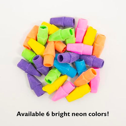 BAZIC Products Neon Pencil-Top Eraser Caps, Latex-Free, PVC-Free, 24-Box | non-abrasive, Slide onto standard pencils, Bulk classroom pack, 50 Coun - color: 50-count, size: 24-Pack