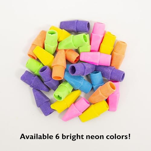 BAZIC Products Neon Pencil-Top Eraser Caps, Latex-Free, PVC-Free, 72-Case | non-abrasive, Slide onto standard pencils, Bulk classroom pack, 50 Coun - color: 50-count, size: 72-Pack