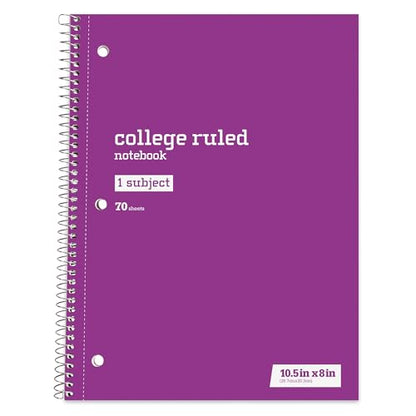 Just Basics® Wirebound Notebook, 8" x 10-1/2", College Ruled, 70 Sheets, Assorted Colors, Pack Of 6