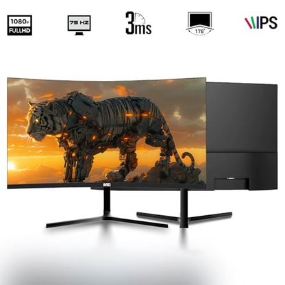 TechMagnet Zeus Pro 8 Gaming Desktop PC, Intel i5, GT 1030, 8GB ARGB RAM, 1TB SSD, MTG 24 Inch Curved Monitor, RGB Keyboard Mouse, Speaker, Headphone, USB WiFi BT, Webcam, Win 11 (Renewed) - color: 24 Inch, size: 1TB SSD
