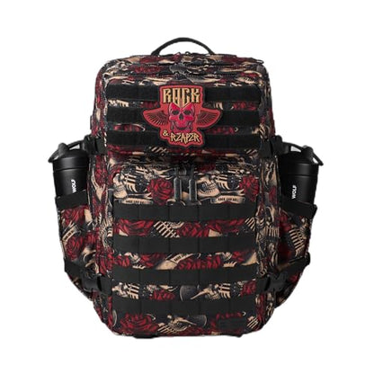 WOLFpak 45L Athletic Gym Backpack - Durable 1000D Waterproof Oxford Material with MOLLE Webbing, Laptop Pocket - color: Rock & Reaper