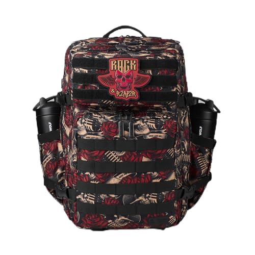 WOLFpak 45L Athletic Gym Backpack - Durable 1000D Waterproof Oxford Material with MOLLE Webbing, Laptop Pocket - color: Rock & Reaper