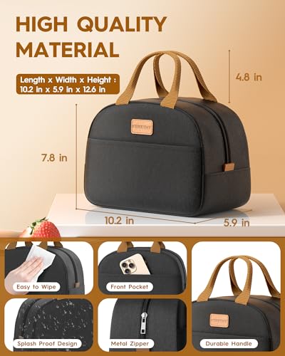 KEMETHY Adults Bento Lunch Box Set with Thermo Bag, 74oz Stackable Leak-proof 3-tiers Bento Box, Built-in Utensil and Sauce Container for Work, School, Dining Out (Black) - color: Elegant Black