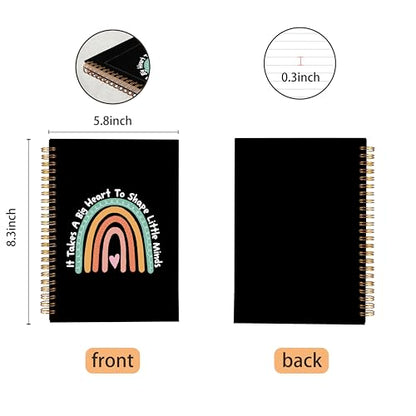 VNWEK Rainbow Teacher Spiral Notebook Journal 5.5x8.3 Inch, Preschool Kindergarten Teacher Gifts Journal, It Takes a Big Heart to Shape Little Minds Lined Hardcover Spiral Notebook - color: lz-notebook-1