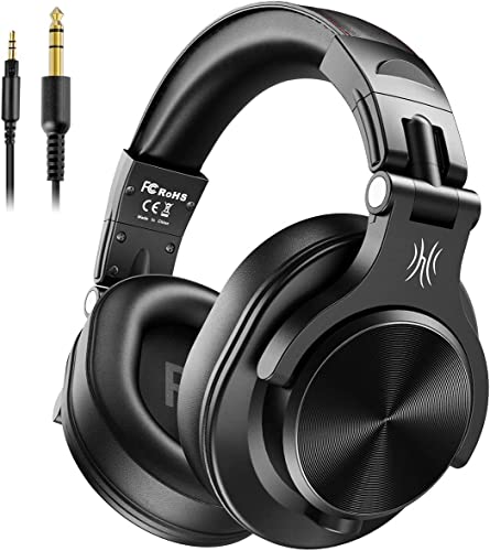 OneOdio A71 Hi-Res Studio Recording Headphones - Wired Over Ear Headphones with SharePort, Monitoring Mixing Foldable Headset with Stereo Sound, 3.5/6.35MM Jack for PC Computer DJ Guitar-Black - color: Black
