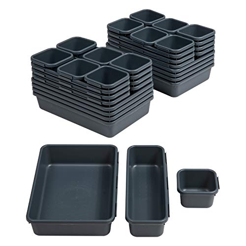 BYCY 32 PCS Desk Drawer Organizers - Interlocking Tool Boxes with 3 Sizes, Office, Bathroom, Kitchen, Makeup