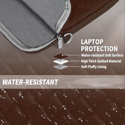 Puffy Quilted Laptop Sleeve with a Removable Shoulder Strap Compatible with MacBook Air 15 inch M2 A2941 2023/Pro 15 A1990 A1707, 15 Surface Laptop 5/4/3,Dell XPS 15,HP Stream 14 inch - color: Sleeve - Coffee, size: 15 inch
