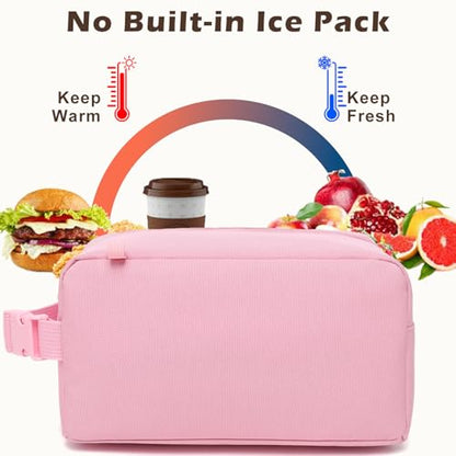 FlowFly Small Insulated Lunch box Portable Soft Bag Mini Cooler Thermal Meal Tote Kit with Buckle for Work, PinkWithBuckle - color: PinkWithBuckle