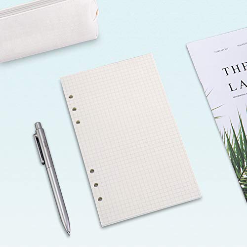 A6 Refill Paper, [3 Pack] Toplive 100GSM Thick Refillable Paper 6 Hole Filler Inserts Loose Leaf Paper 135 Sheets (270 Pages) for 6 Ring Binder Journal Notebook-Squared Paper - style: Grid 3 Pack