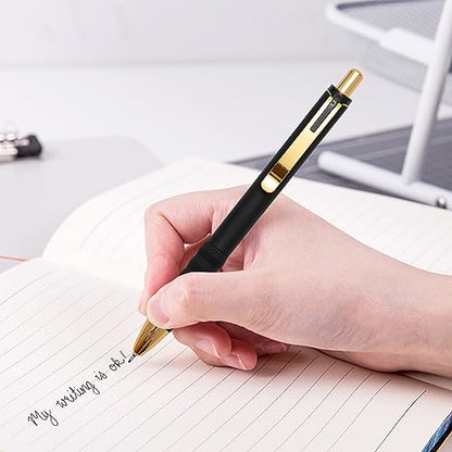 Aisibeiger Ballpoint Pens Black Ink Ball Point Pen with Super Soft Grip Medium Point 1.0mm Office Pens (Gold 12-count) - color: Gold 12-count