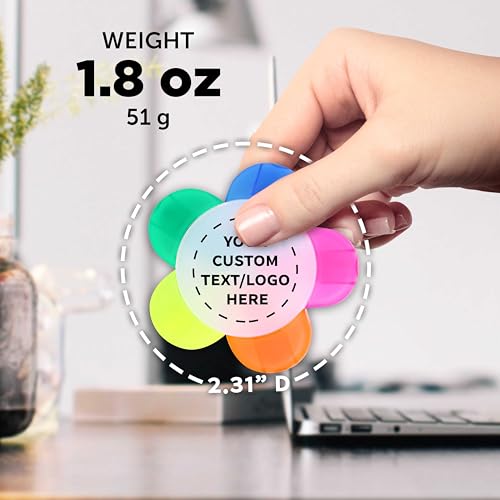 DISCOUNT PROMOS Custom Highlighters Set of 10/50/100, Personalized Bulk Pack Durable Chisel Tip Textbook Highlighters Handy and Easy to Store - Flower - color: White - Flower