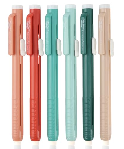 Mr. Pen- Retractable Mechanical Eraser Pens, 6 Pack, Coral Colors | Latex-Free Precision Pencil Erasers for Artists, Students, Drawing, Sketching & Drafting - color: Coral, size: Pack of 6