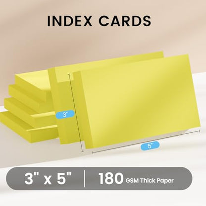 Index Cards 3x5 Inch, 300sheets, Flash Cards, Blank Yellow Note Cards Paper For Studying, Schools Supplies, College, Office And Home Organization, Note Taking Supplies - color: Yellow
