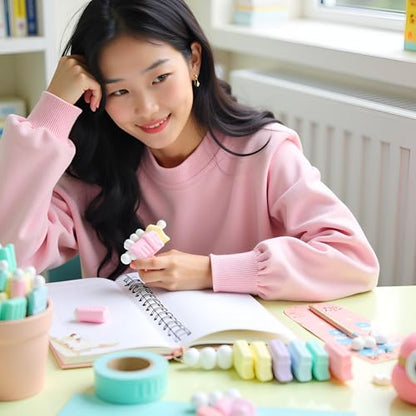 6 Pcs Mini Highlighter Cute Ice Shaped Marker Pen for School Office Supplies Writing Stationery Attractive and Fashion Liquid Highlighters Markers and Highlighters