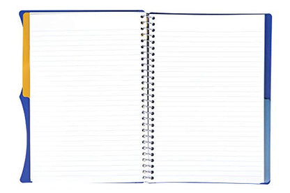 Mintra Office Durable PREMIUM Spiral Notebook, ((Blue, 2 Subject (6in x 9.5in)), Wire, Fabric Covered Coils, No Snags, Removable Adjustable Pocket Dividers, Ruler, Organization, Customizable - color: Blue, size: 2 Subject (6in x 9.5in)