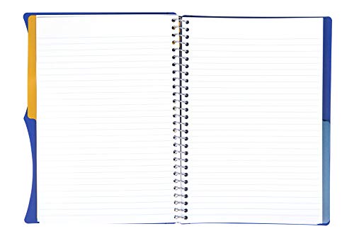 Mintra Office Durable PREMIUM Spiral Notebook, ((Blue, 2 Subject (6in x 9.5in)), Wire, Fabric Covered Coils, No Snags, Removable Adjustable Pocket Dividers, Ruler, Organization, Customizable - color: Blue, size: 2 Subject (6in x 9.5in)