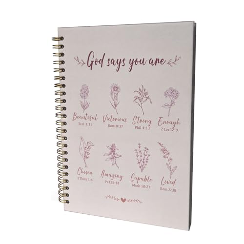 Christian Spiral Notebooks For Women - Bible Study Prayer Journal Dairy Dairy With God Says,140 Pages,Hardcover Coil-Bound Subject Notebook College Ruled,Inspirational Gifts For Church Members Journals For Writing, A5(5.8"X8.3") (Fuchsia) - color: Lavende