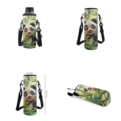 Panda Backpack for Girls Boys Backpack with Lunch Box Water Bottle Pouch and Kawaii Pencil Case 4PCS Set Cute Bookbag with Front Pocket for School 17 inch Large Sturdy School Bag for Kids - color: Bamboo Panda