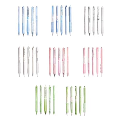 5Pcs Retractable Gel Pen Quick Drying Gel Pen for Kid Student Adult Writing Noting Journaling School Office Supply - color: Blue-Transparent