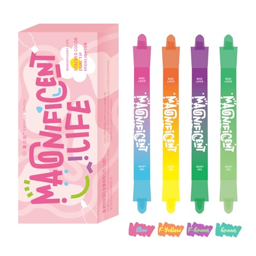 Pastel Highlighters and Highlighter Set for School - 8 Assorted Colors, Dual Tip 4-Pack with No-Bleed Quick Dry Ink, Chisel & Bullet Tips (Dopamine) - color: 8 Colors Dopamine
