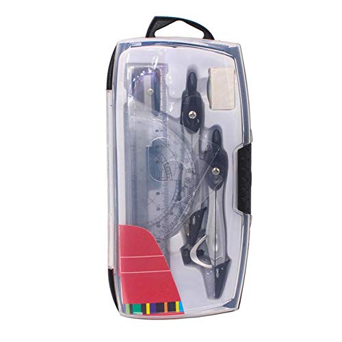Geometry Kit Math Geometry Kit Set Plastic Metal Geometry Protractor Drawing School Eraser Compasses Set Math Eraser Ruler for Students high Quality （10pcs Set ） Compass Set Professional Compass Set