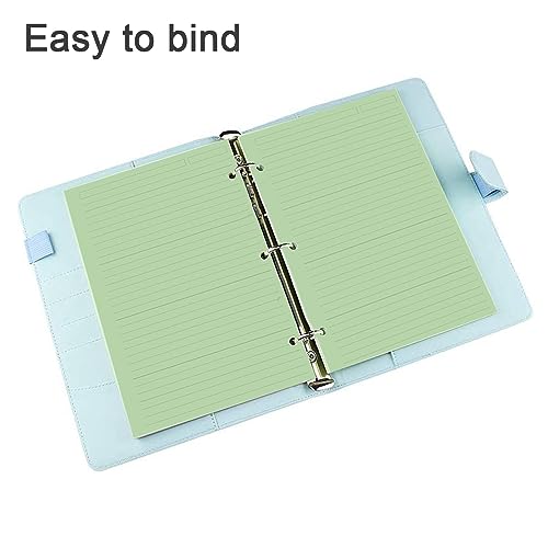 A5 Filler Paper, 3 Hole Notebook Refills Paper for 3 Ring Refillable Binder, 110 Gsm 5-Color Loose Leaf Planner Refill Paper, 100 Sheets/200 Pages, 5.7 x 8.3 Inch - color: green