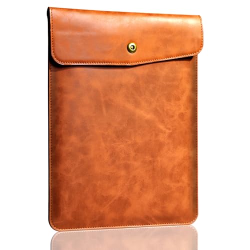 Leather Laptop Sleeve 14 Inch for MacBook Pro 14 Inch M5 M4 M3 M2 M1 Pro/Max Case,Premium Protective Case Cover with Magnetic Closure-Brown - color: Vertical Brown, size: For MacBook 14"