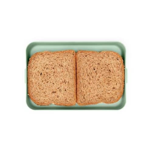 Brabantia Make & Take Flat Lunch Box (Jade Green) Convenient Size for Bags, BPA-Free, Airtight Snap Locks, Microwave & Freezer Safe, Travel Meal Prep Container, 37oz - color: Jade Green, style: Flat Lunch Box