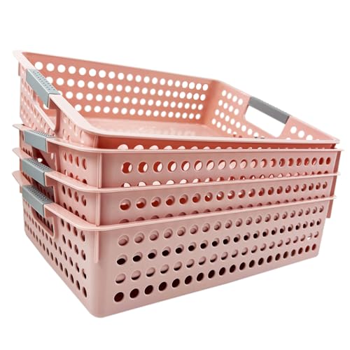 4Pcs Classroom Organization and Storage Paper Tray Holds,Fits 4A paper | Paper Trays for Classroom Toy,Crayons,Handicrafts Storage,Also for Library, Drawers, Office, Kitchen, Bathroom - color: 4Pcs Pink