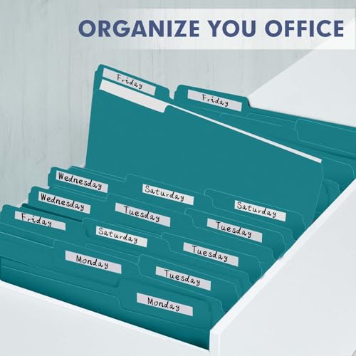File Folder, PANDRI 120 Pack File Folder, 1/3 Cut Tab, Letter Size, Filing Folder for Office School Business, Turquoise - color: Turquoise