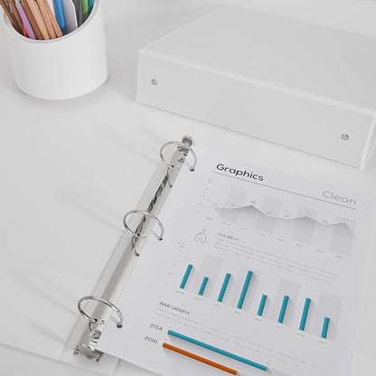 COMIX Sturdy 3 Ring Binder 1.5 inch with Clear View Cover, 1-1/2" Round Ring View Binder, PVC-Free, 2.4mm-Thick, 300 Sheets Capacity of US Letter Size Paper, Office ＆ School Supplies, 6 Pack (White) - color: White, size: 1.5 Inch, style: 6 Pack