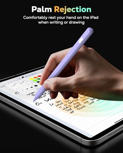 MoKo Pencil for iPad (A16) 11th 10th Gen, Stylus Pen for 2018-2026 Apple iPad 11/10/9/8/7/6/A16, Mini 7/6/5, Air M3/M2 11"/13"/5/4/3, Pro M4 13"/12.9"/11" Tilt Sensitivity, USB-C Fast Charging, Purple - color: Purple