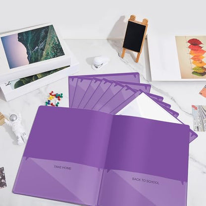 Henoyso 400 Pcs Take Home Folders 2 Inside Pockets, Parent Teacher Communication Folder for Students Homework with Clear Front Pocket Heavy Duty, School Classroom Supplies, 11.8 x 9.45 Inch (Purple) - color: Purple