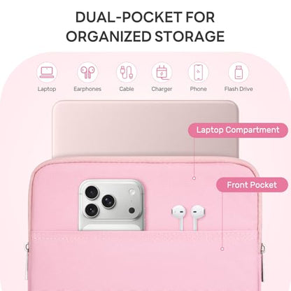 Dadanism Laptop Sleeve for MacBook Neo 13inch 2026 with A18 Pro Chip, Blush | Protective Laptop Case with Soft Lining for MacBook Air 13-inch with M5 Chip 2026, Slim Travel Sleeve with Accessories Pocket - color: Blush Pink