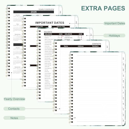 2026 Planner, Weekly and Monthly Calendar Planner Agenda, Jan 2026 - Dec 2026, Planning Academic Book, Office Desk Accessories and School Supplies - A5 (6.3'' x 8.5'') - color: C-Leaf