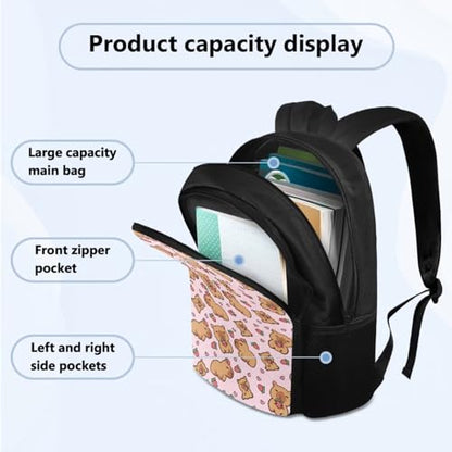Strawberry Capybara Bag,Cute Bookbag School Supplies for Kids Back to School Multifunctional Backpacks Set of 4 for 3rd Grade Boys Girls children's Lunch Box Pencil Case Water Bottle Holder - color: Strawberry Capybara Adorable