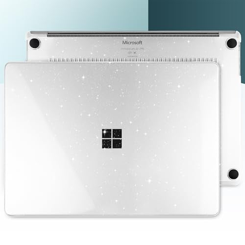 Batianda Glitter Case for Surface Laptop 13.8 Inch 2024-2026, Starry Clear | Fits Surface Laptop 7th/8th for Business, Subtle Glitter Mist Finish, 1.2mm Lightweight Ultra-Slim Hard Shell 4-in-1 Bundle - color: Bling Clear