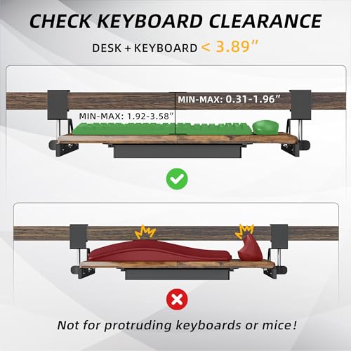 ETHU Keyboard Tray Under Desk, 19.7" X 12.2" Small Size C Clamp Keyboard Drawer Under Desk, Computer Keyboard Stand Slide Pull Out, Ergonomic Keyboard Tray for Home, Office (Wood) - color: Wood, size: 26.77" X 11.81"