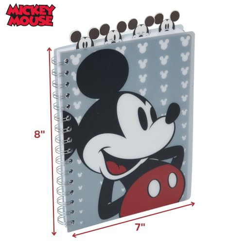 Disney Mickey Mouse Tab Journal Notebook, Spiral Bound, Cute Dividers, 8x7 | Vinyl Cover, Tabbed Dividers, Disney Mickey Mouse School & Office Supplies, Writing Journal, Diary, Travel Notebook, Notepad - style: Mickey Mouse